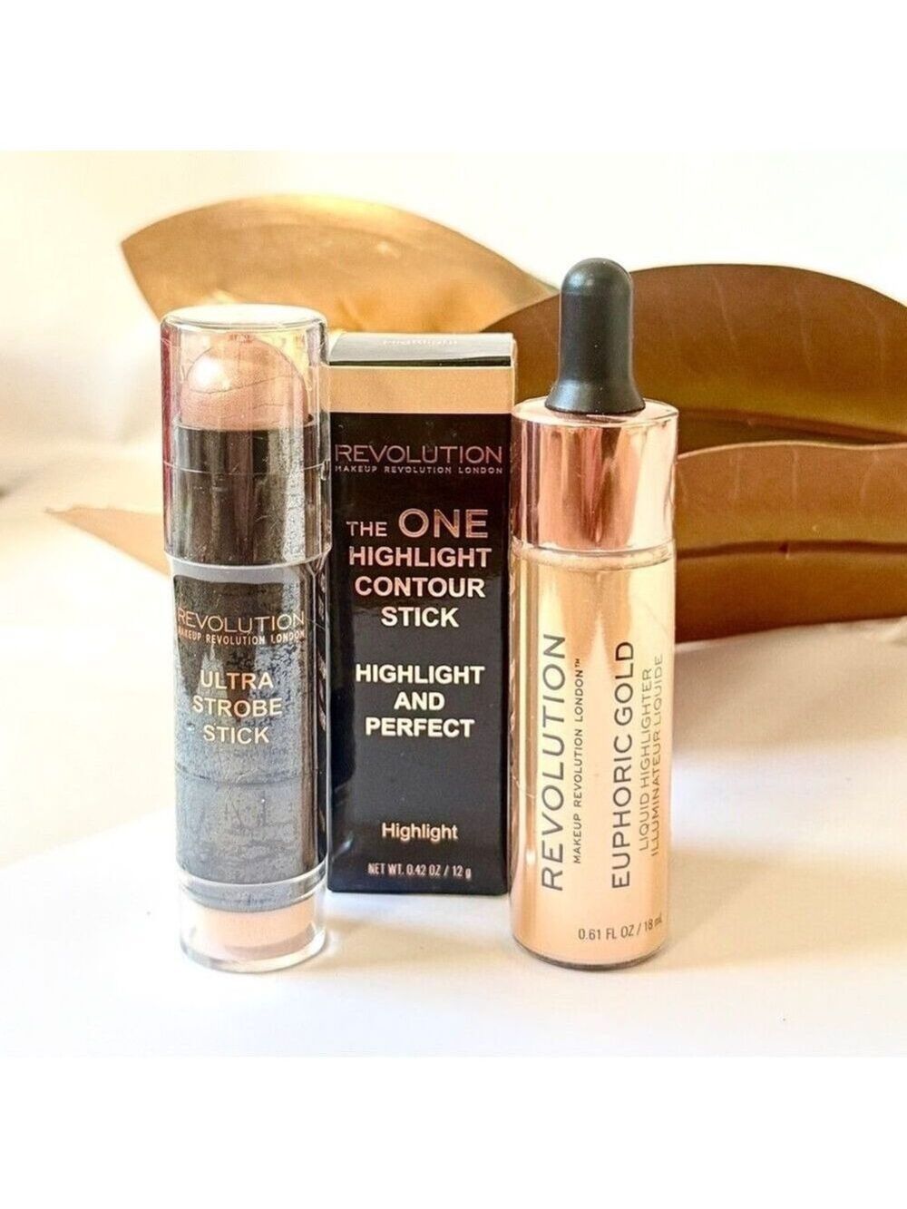MAKEUP REVOLUTION | Highlight Trio with Serum, Countour & Strobe Sticks | NWT